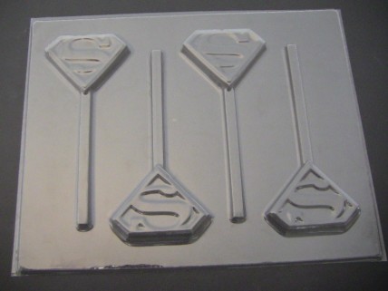 464sp S Man Logo Emblem Chocolate or Hard Candy Lollipop Mold